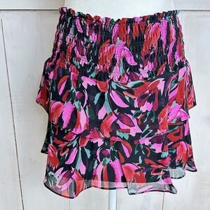 Milly‎ Ginny Tulip Bouquet Smocked Elastic Waist Tiered Skirt Size S-M NWT
